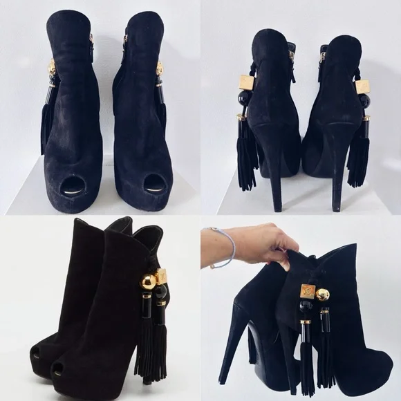 Louis Vuitton chic and sexy ankle boots with 14 cm heels and open toes. - Picture 3 of 17